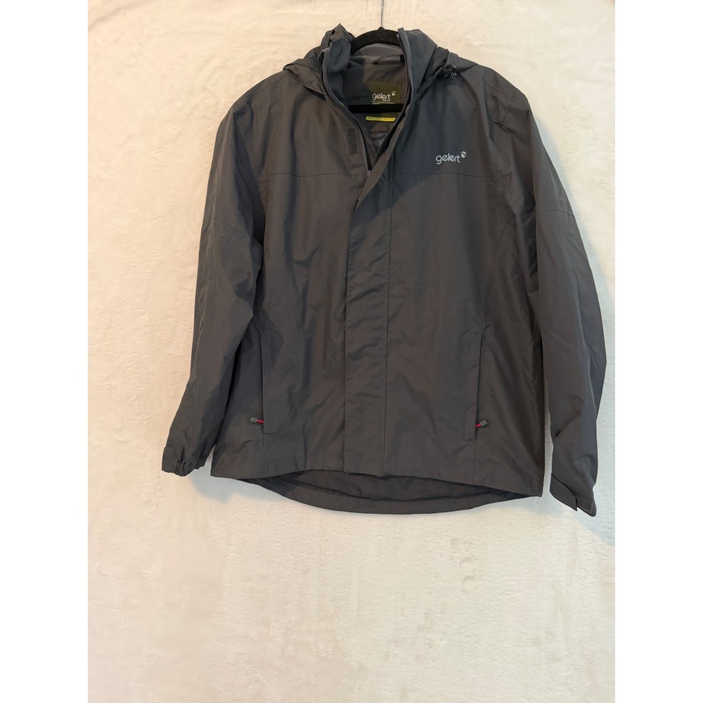 Gelert Mens XL Hooded Rain Jacket Gray Full Zip Mesh Lined Windbreaker Coat